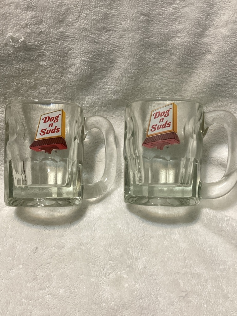 Dog n Suds Clear Glass Beer Mugs - Pair